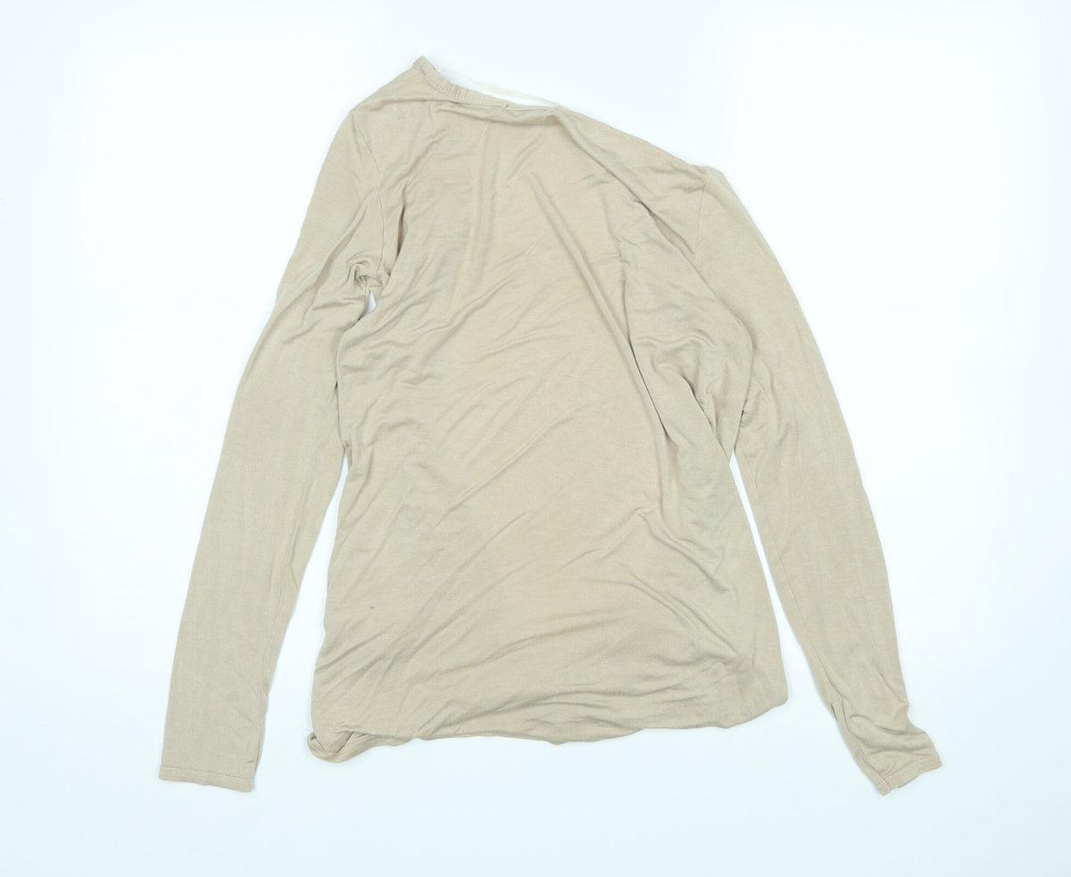 Back view of NICE women’s beige cardigan jumper, size S