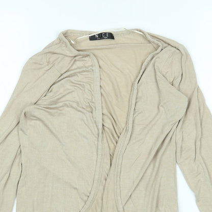 Close-up detail of NICE women’s beige cardigan jumper, size S