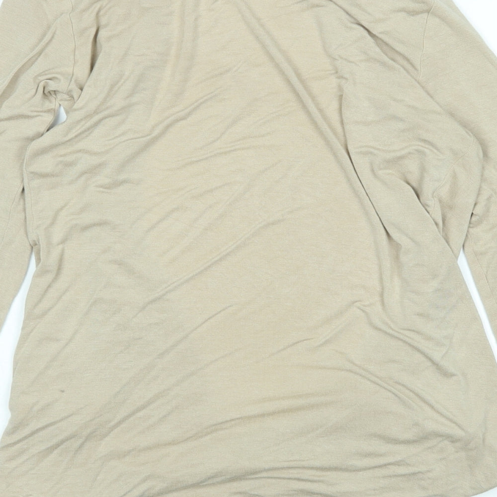 Brand and care label for NICE women’s beige cardigan jumper, size S