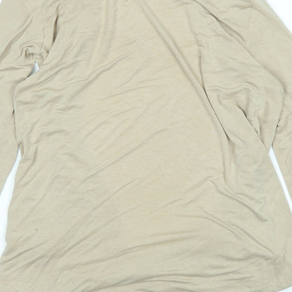 Brand and care label for NICE women’s beige cardigan jumper, size S