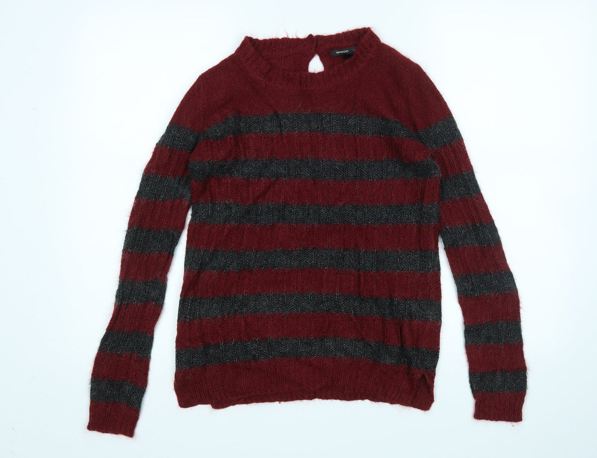 Additional front view of Manhgo women’s multicoloured striped jumper, size M