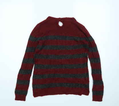 Back view of Manhgo women’s multicoloured striped jumper, size M
