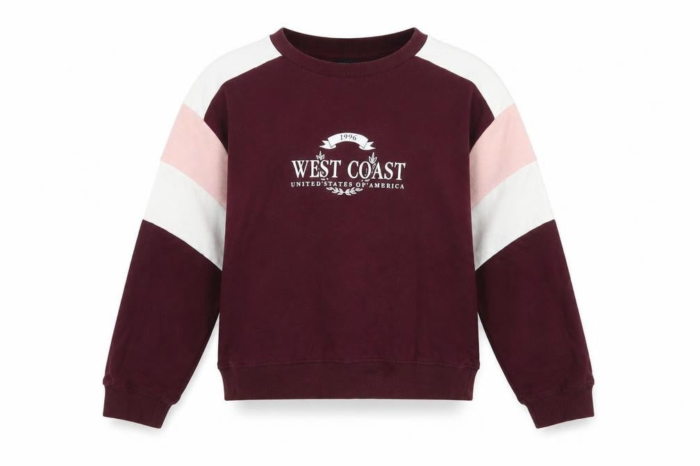 Front view of New Look women’s multicoloured pullover sweatshirt, size S