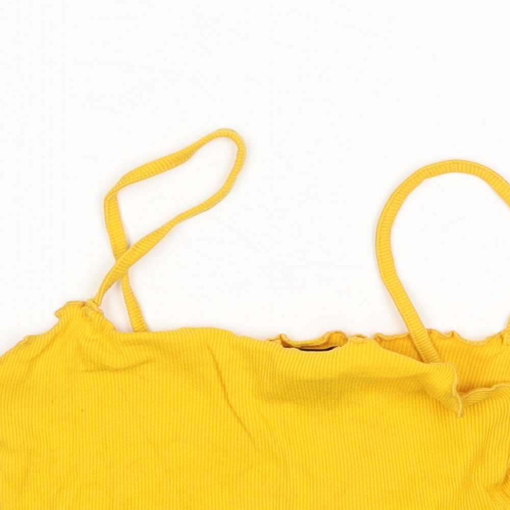 Womens UK Size 8 Topshop Yellow Cropped Tank