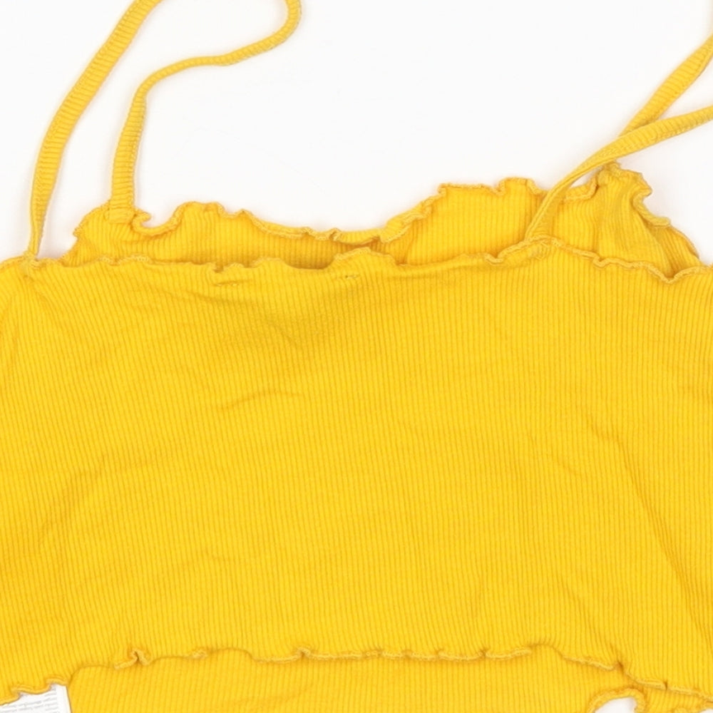 Womens UK Size 8 Topshop Yellow Cropped Tank