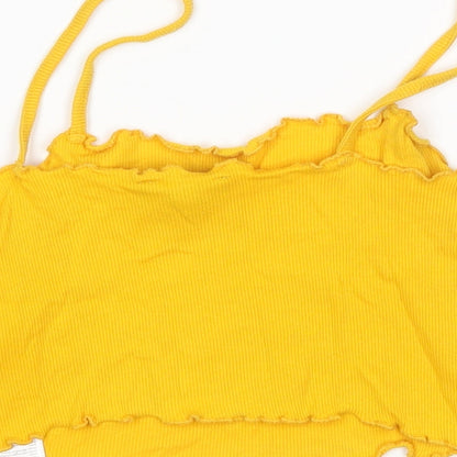 Womens UK Size 8 Topshop Yellow Cropped Tank