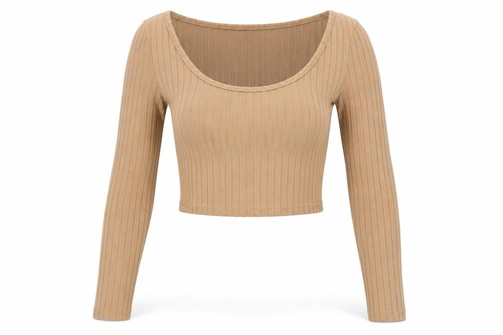 Front view of SHEIN women’s brown cropped t-shirt, size XS