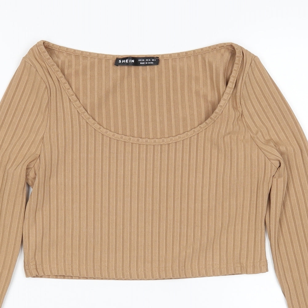 Shein  Womens Brown   Cropped T-Shirt Size XS