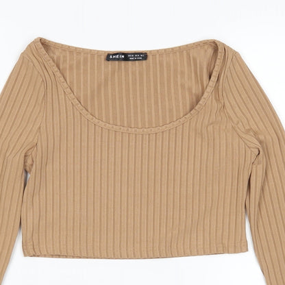 Shein  Womens Brown   Cropped T-Shirt Size XS