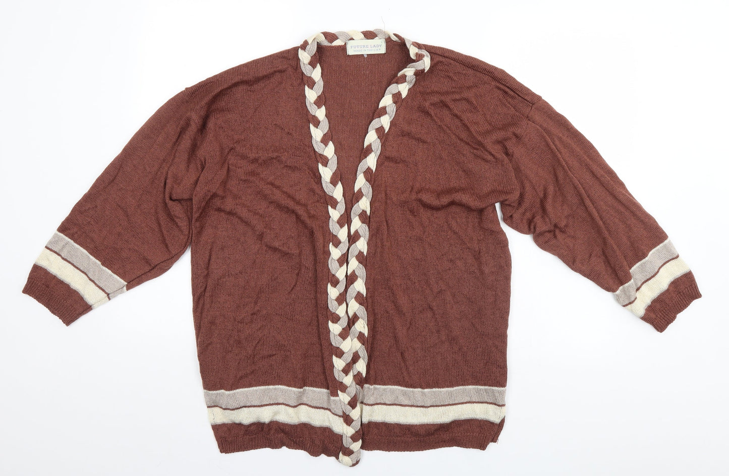 Future Lady Womens Brown   Cardigan Jumper Size L