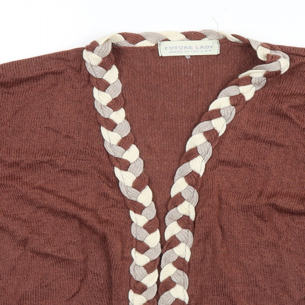 Future Lady Womens Brown   Cardigan Jumper Size L