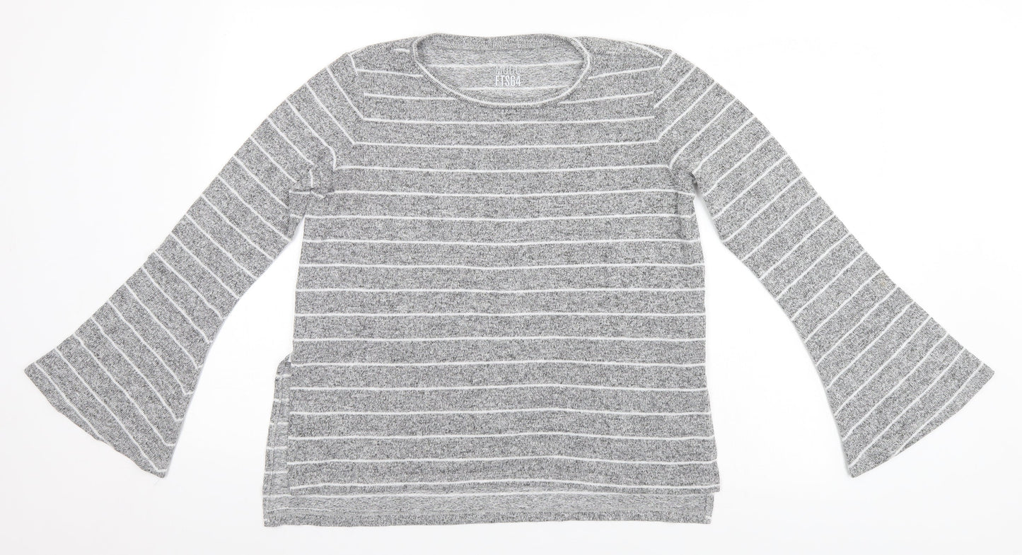 MUDO Womens Grey Striped  Pullover Jumper Size M