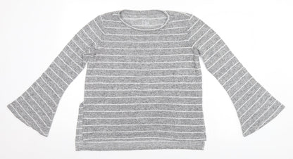 MUDO Womens Grey Striped  Pullover Jumper Size M