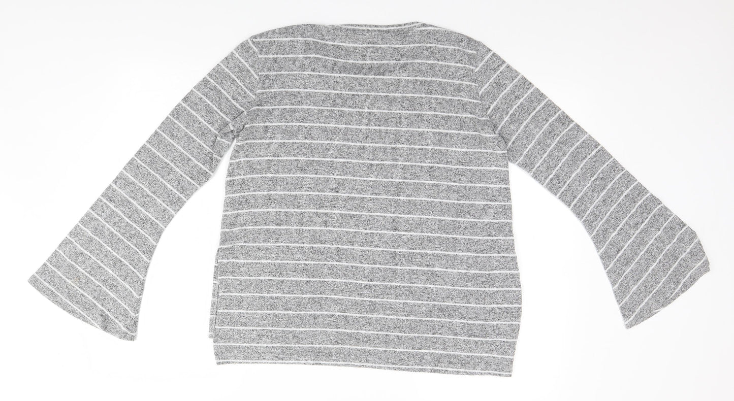 MUDO Womens Grey Striped  Pullover Jumper Size M