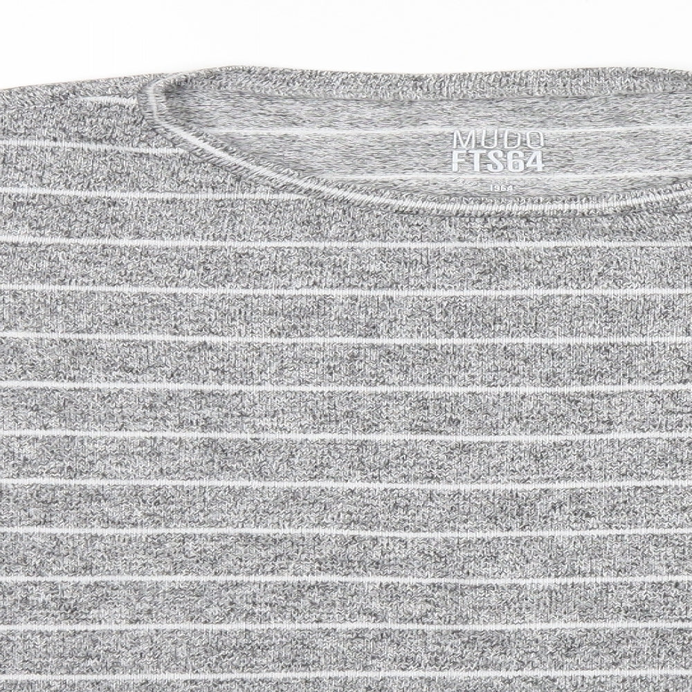 MUDO Womens Grey Striped  Pullover Jumper Size M