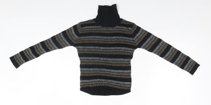 Front view of Preworn girls’ black striped jumper