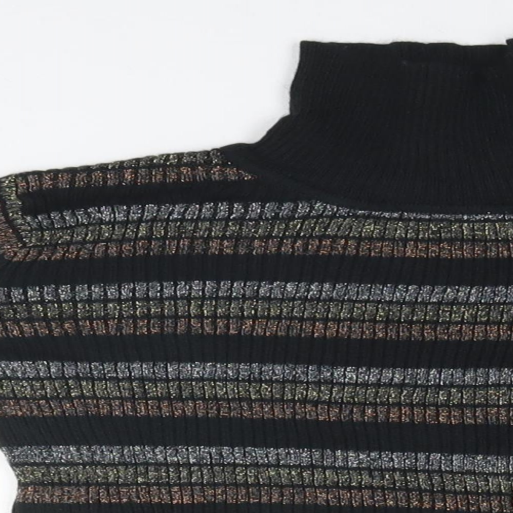 Close-up detail of Preworn girls’ black striped jumper