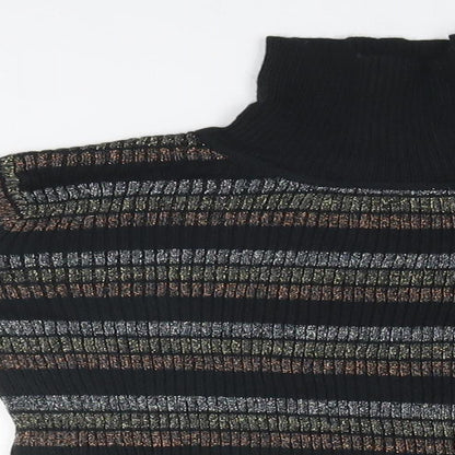Close-up detail of Preworn girls’ black striped jumper