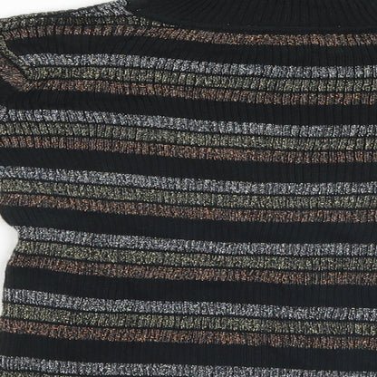 Brand and care label for Preworn girls’ black striped jumper