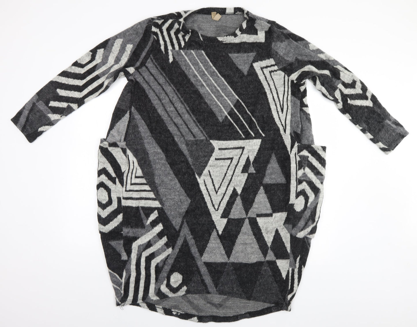 TU Womens Grey Geometric  Pullover Jumper