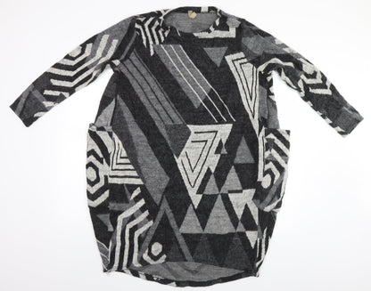 TU Womens Grey Geometric  Pullover Jumper
