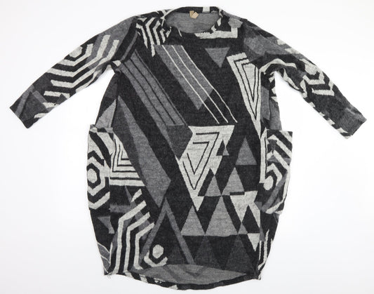 TU Womens Grey Geometric  Pullover Jumper