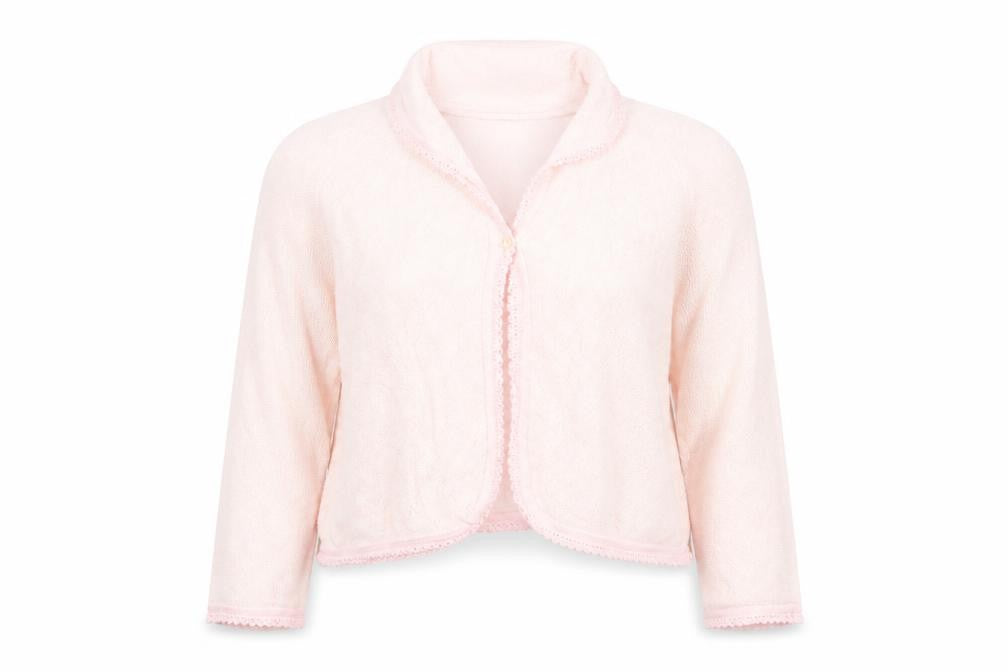 Front view of Lux women’s white cardigan jumper, size XL