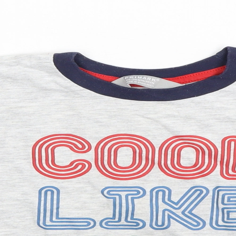 Close-up detail of Primark girls’ white basic t-shirt, size 2, years - cool like mum