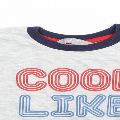 Close-up detail of Primark girls’ white basic t-shirt, size 2, years - cool like mum