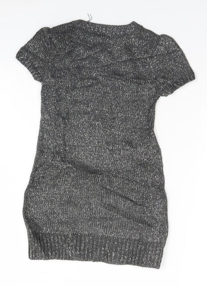 Back view of Jillian's Closet women’s silver jumper, size UK 4