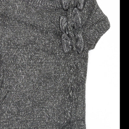 Close-up detail of Jillian's Closet women’s silver jumper, size UK 4