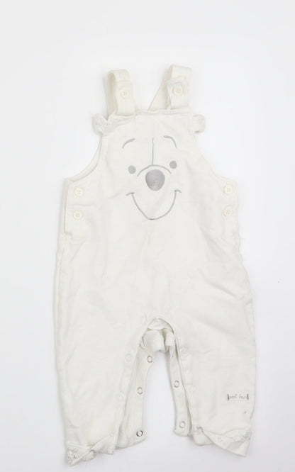 Disney by TU Boys White Animal Print  Dungaree One-Piece Size 6-9 Months  - Polar Bear face