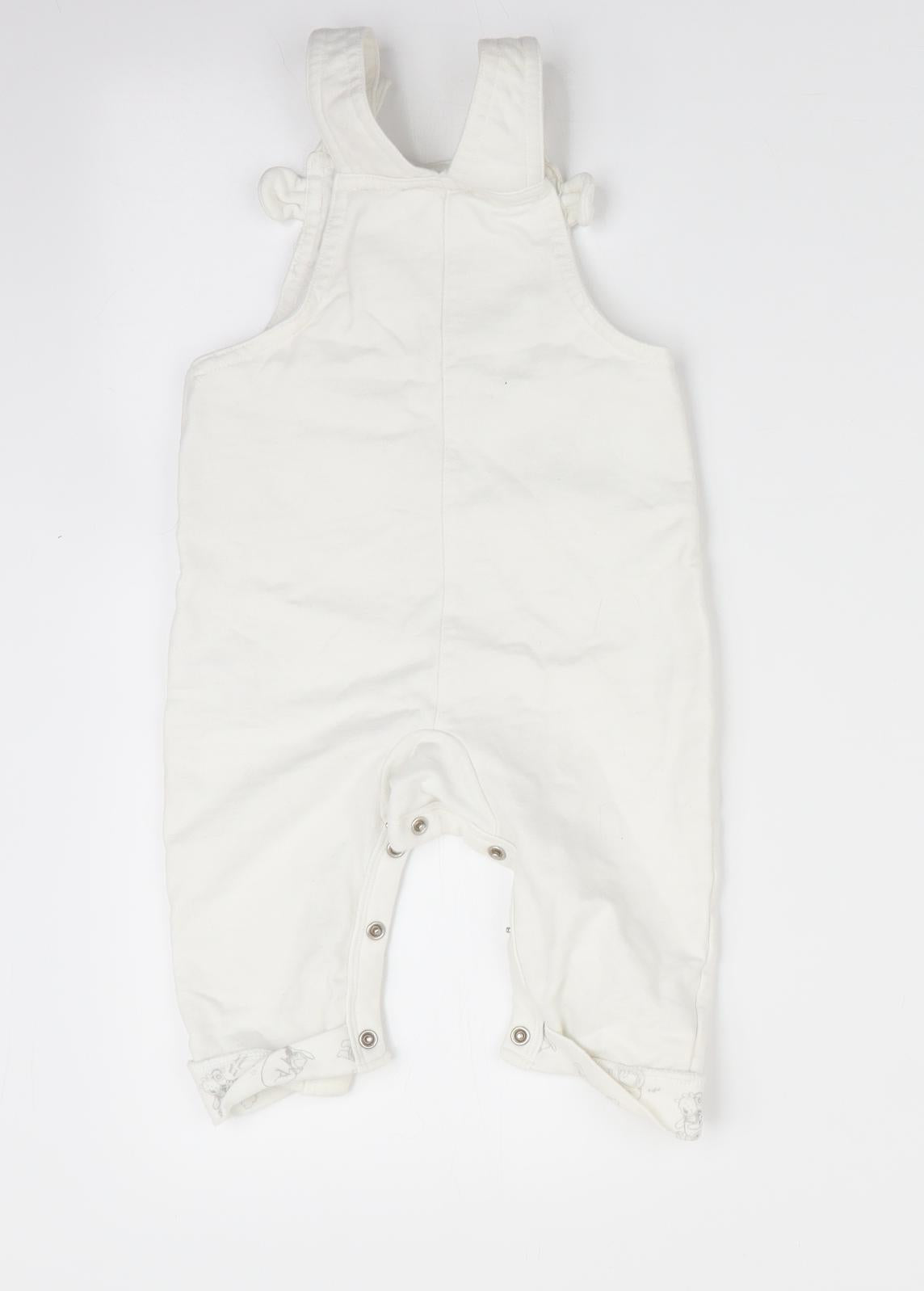 Disney by TU Boys White Animal Print  Dungaree One-Piece Size 6-9 Months  - Polar Bear face