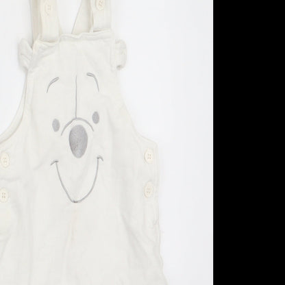 Disney by TU Boys White Animal Print  Dungaree One-Piece Size 6-9 Months  - Polar Bear face
