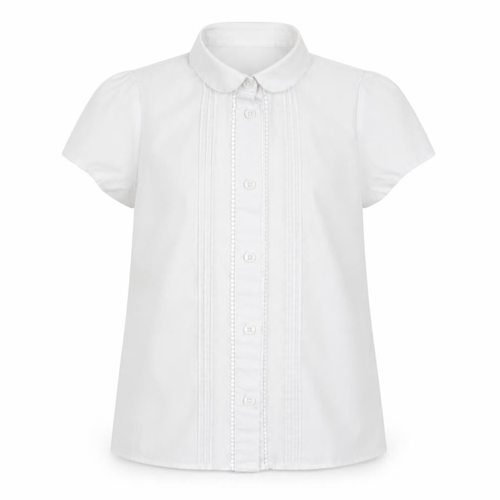 Front view of F&F girls’ white basic button-up, size 8-9, years