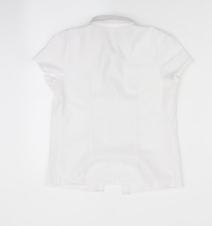 Back view of F&F girls’ white basic button-up, size 8-9, years