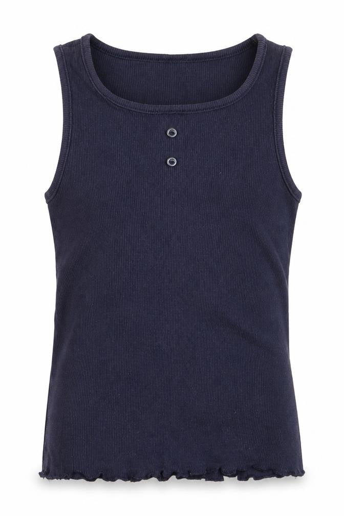 Front view of H&M girls’ blue basic tank, size 3-4, years