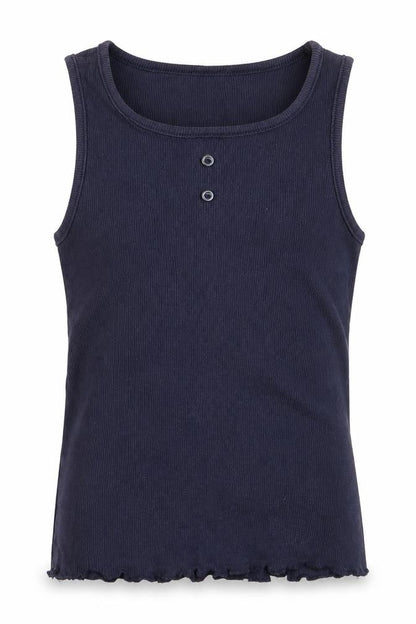 Front view of H&M girls’ blue basic tank, size 3-4, years