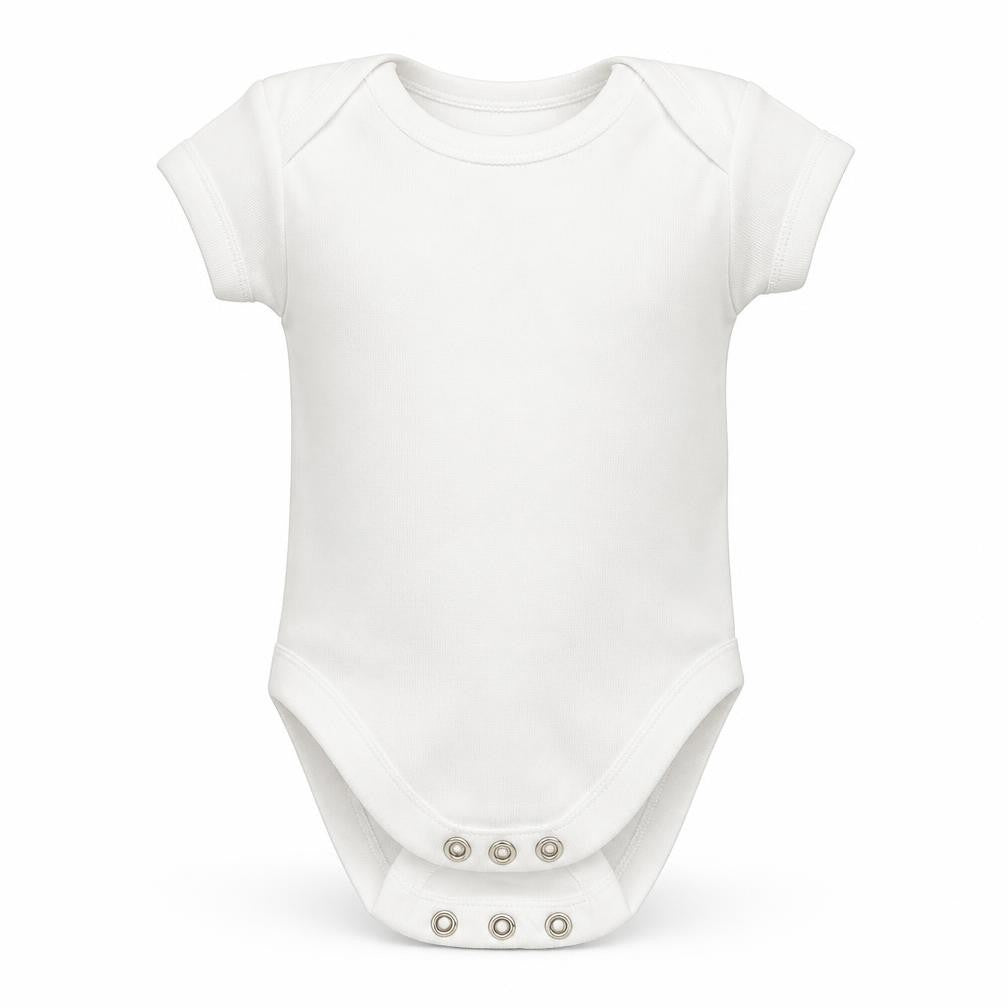 Front view of George Baby White Romper One-Piece Size Newborn - Tiny Baby
