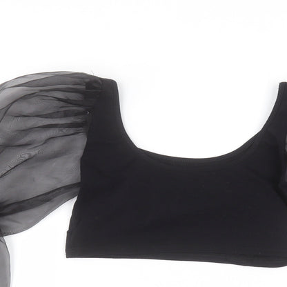 Womens UK Size M Preworn Black Basic T-Shirt