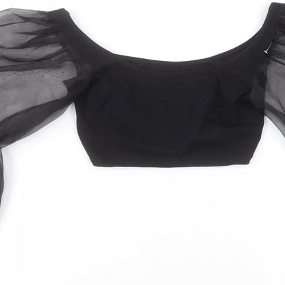 Womens UK Size M Preworn Black Basic T-Shirt