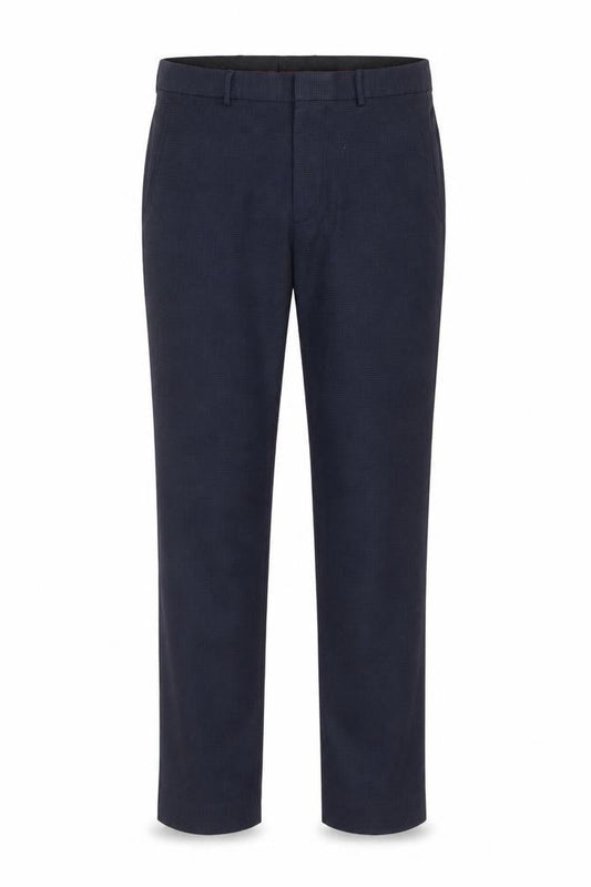 Front view of Burton men’s blue dress pants trousers, size 32, in, 30-inch leg