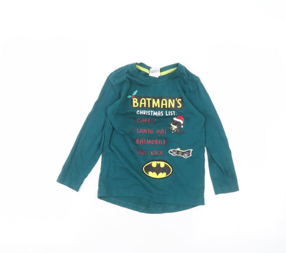 Front view of George boys’ green basic t-shirt, size 2-3, years - batman