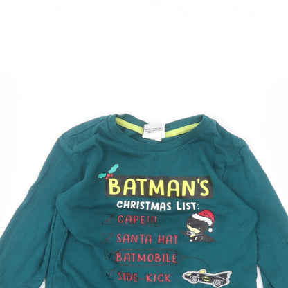 Close-up detail of George boys’ green basic t-shirt, size 2-3, years - batman