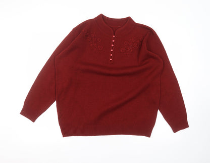 Womens UK Size 18 Preworn Red Pullover Jumper
