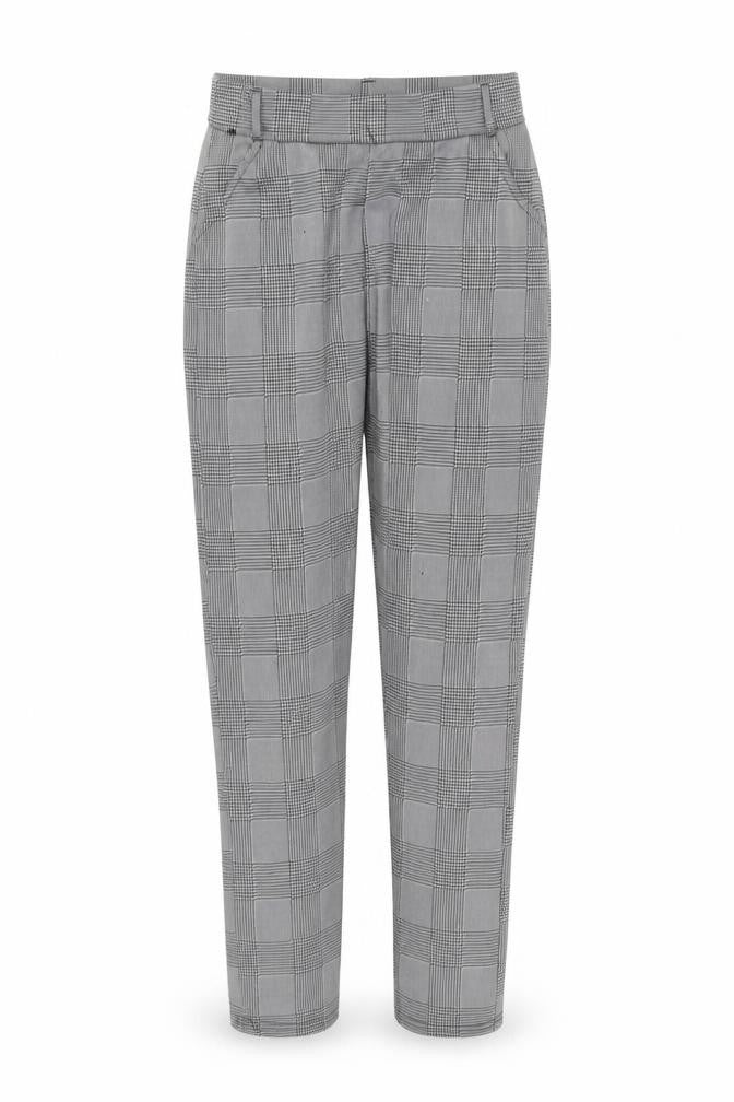 Front view of Preworn women’s grey trousers, size XL, 27-inch leg