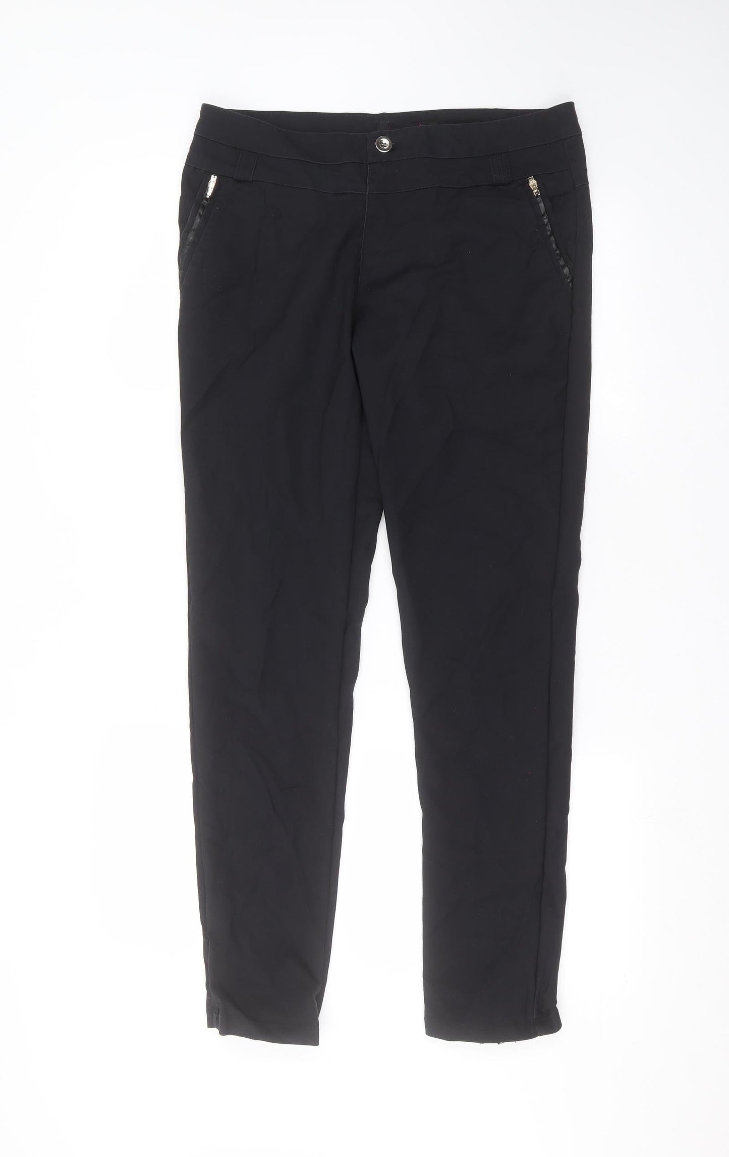 Womens UK Size L Preworn Regular Fit  Black Trousers