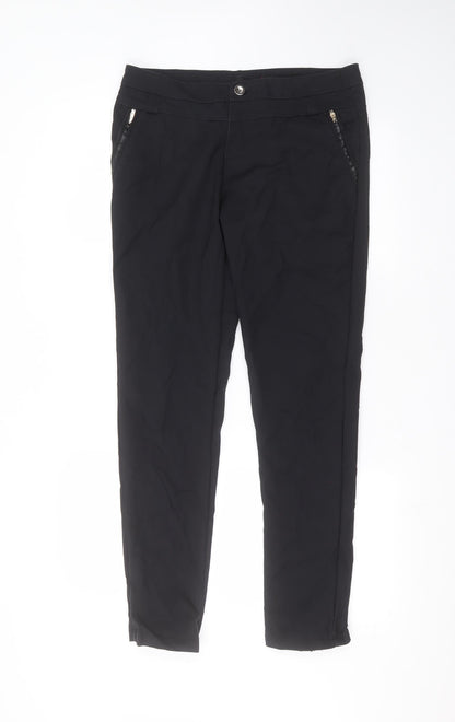 Womens UK Size L Preworn Regular Fit  Black Trousers