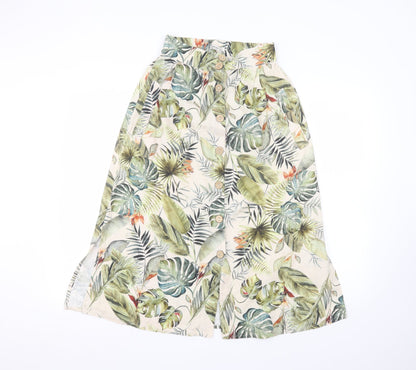 Astradivarius Womens Beige Floral  A-Line Skirt Size S