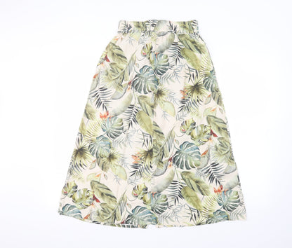 Astradivarius Womens Beige Floral  A-Line Skirt Size S